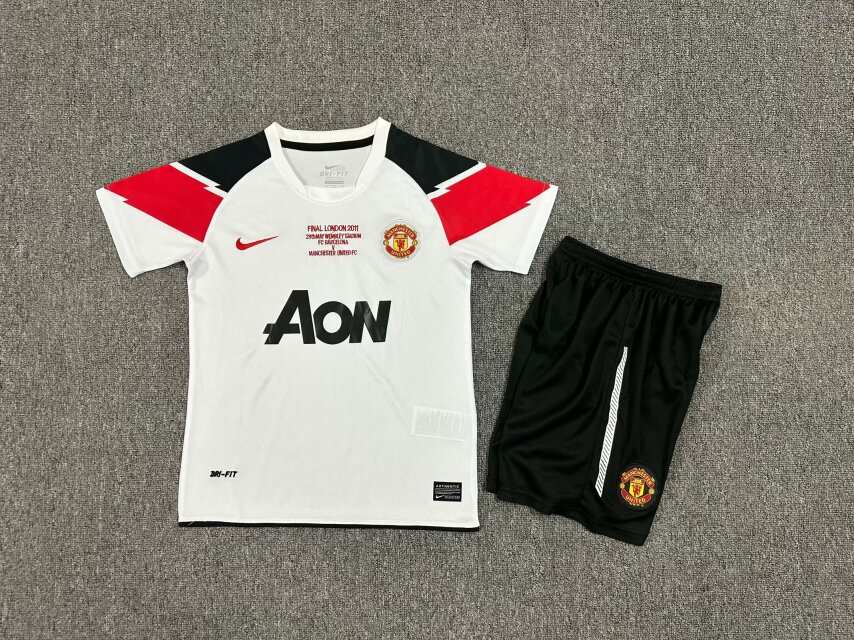 Kids-Manchester Utd 10/11 Away UCL Final Soccer Jersey